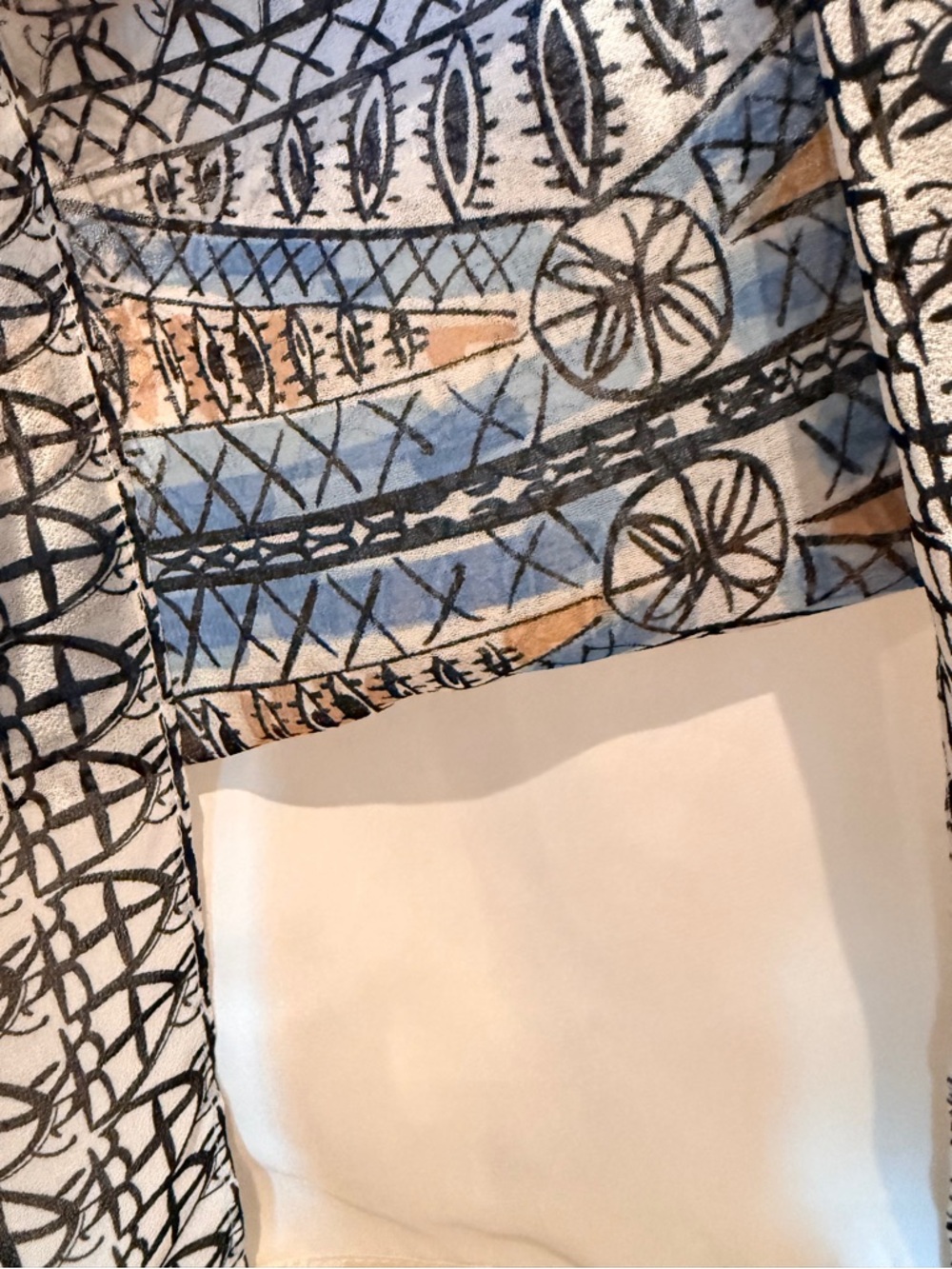 Max Studio Blue White Tribal Print Sleeveless Summer Shift Dress Medium - Picture 7 of 9